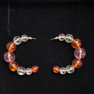 Colorful Beaded Hoop Earrings